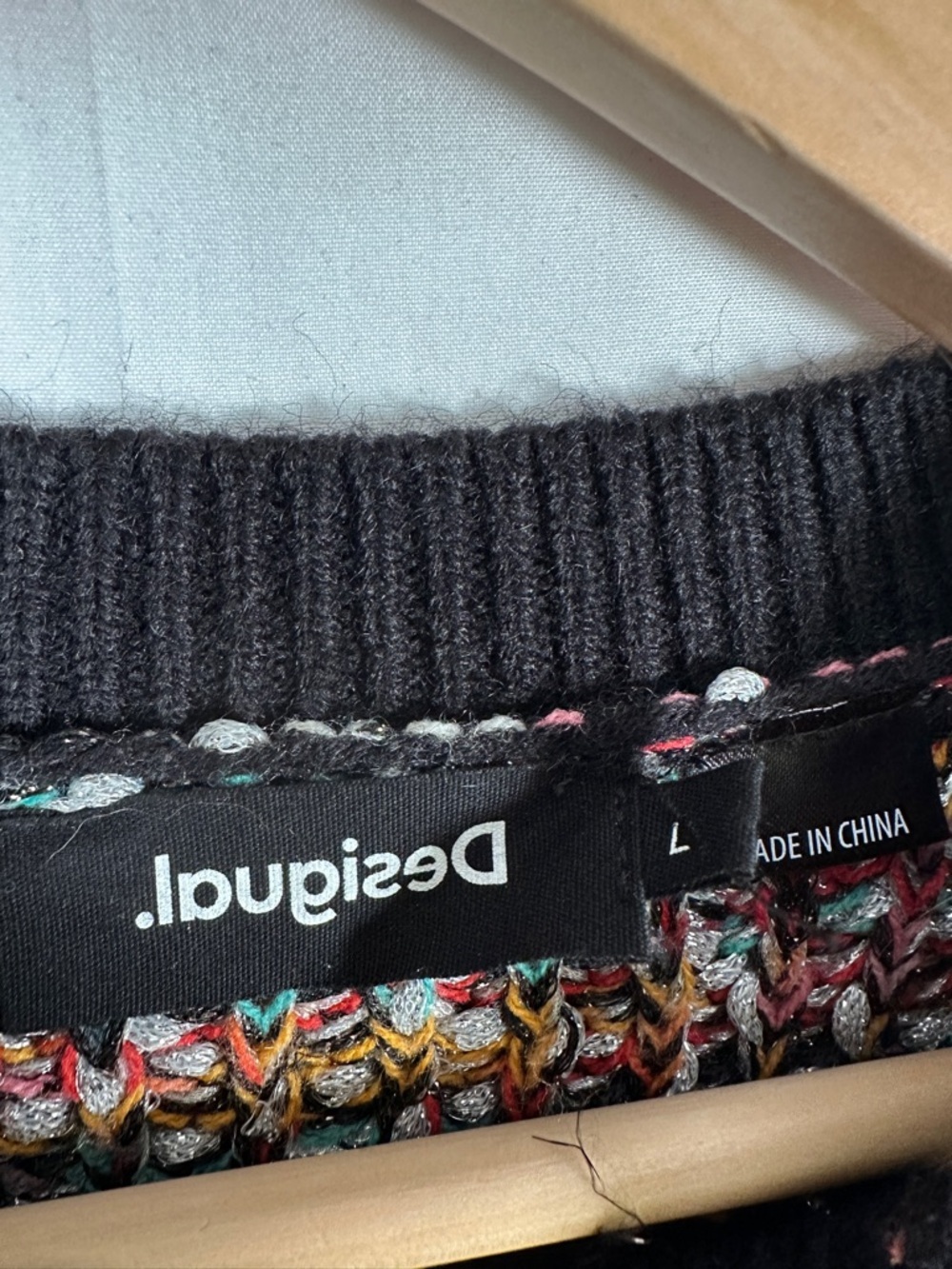 Desigual Metallic Knit Sweater Multicolor Textured Pullover Statement Size L - Picture 7 of 9